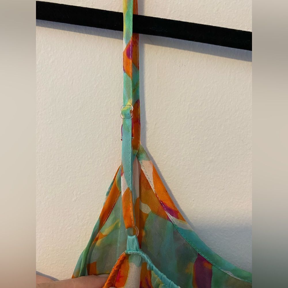 Trinity, Multi Colored Sheer Layered Ruffle Tank w/adjustable Straps - Picture 4 of 8